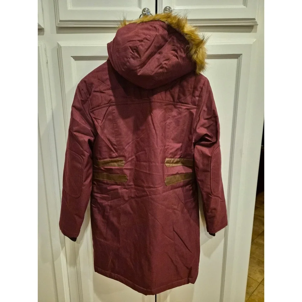 Legendary Whitetails Womens Anchorage Parka Maroon Herringbone Faux Fur Hood MD - Picture 10 of 10